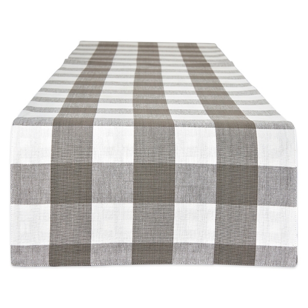 grey and white table runner