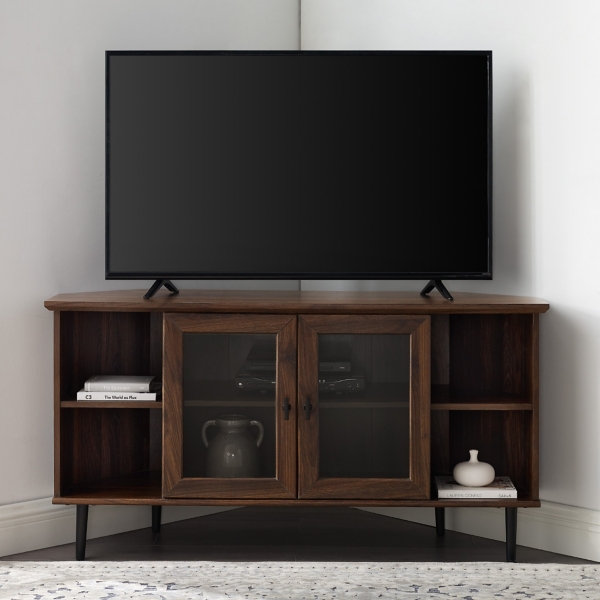Dark Walnut Glass Door Corner TV Stand Kirklands Home, 47 OFF