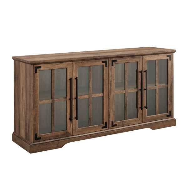 Rustic Oak Window 4-Door TV Stand
