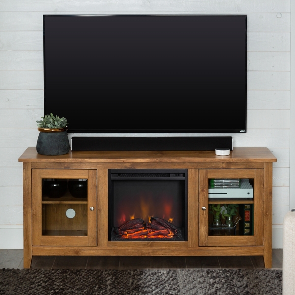 Barnwood Media with Electric Fireplace Kirklands Home