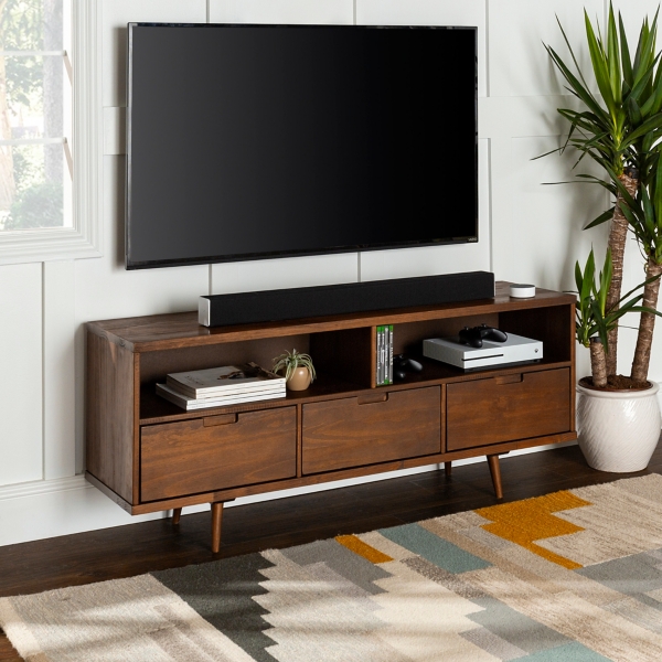 Bandiet Demonteer geld Walnut 3-Door Mid-Century Modern TV Stand | Kirklands