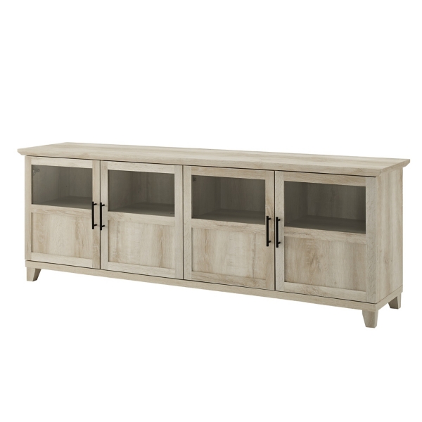 White Oak Glass Paneled Door TV Stand