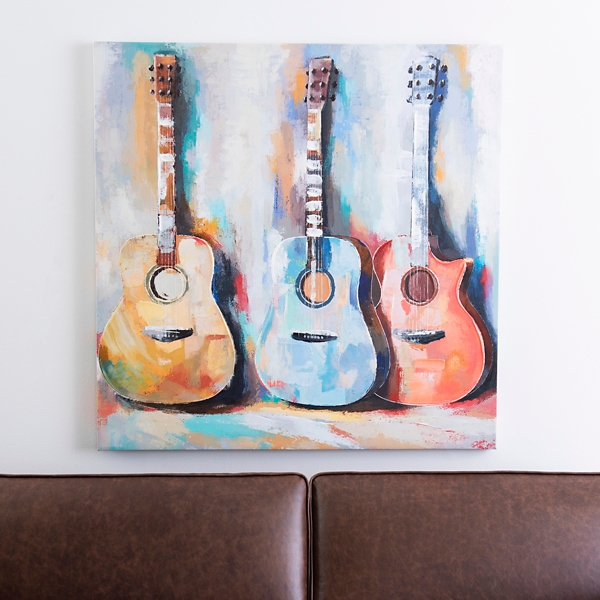 Colorful Guitars Canvas Art Print