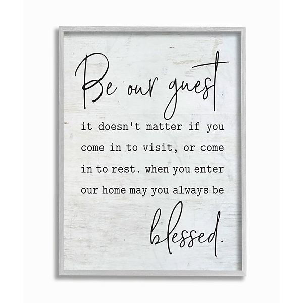 Be Our Guest Framed Wall Plaque Kirklands