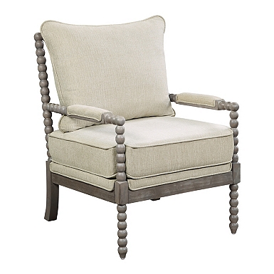 Blake Light Brown Rattan Accent Chair with Fabric Cushion