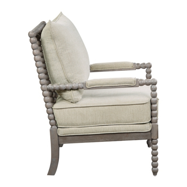 Beige Liam Turned Leg Accent Chair