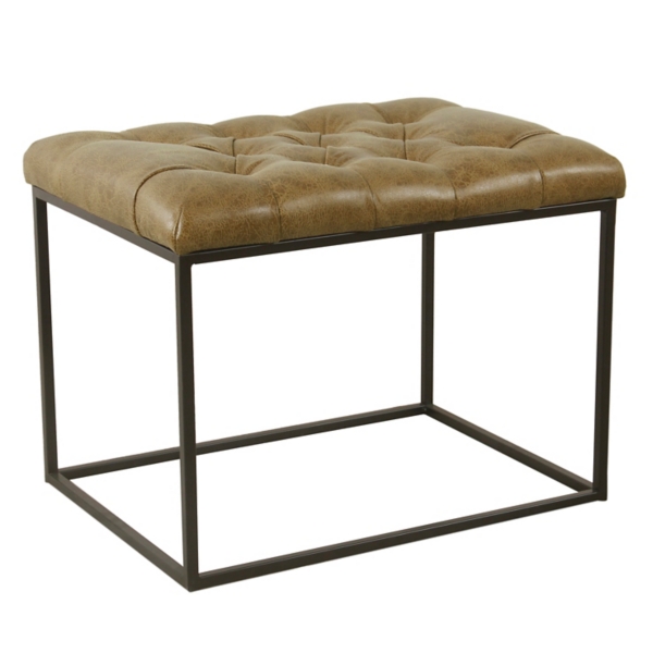 Brown Tufted Faux Leather Ottoman Kirklands