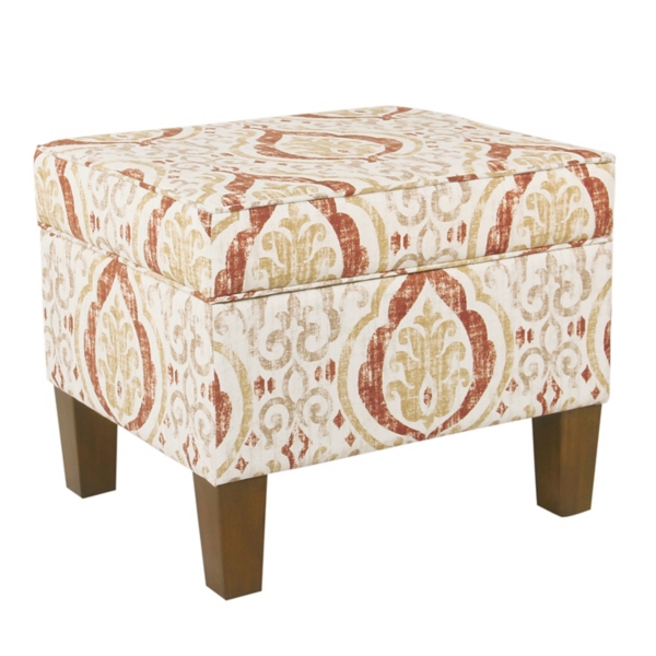 Burnt Orange and Cream Medallion Storage Ottoman Kirklands Home