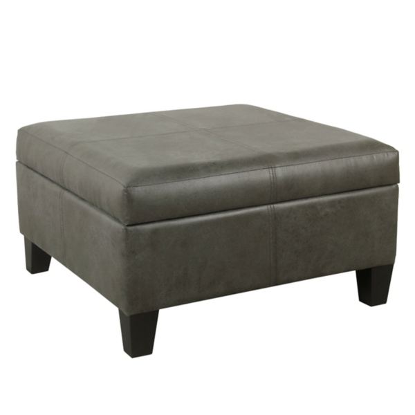 Gray Faux Leather Storage Ottoman Kirklands Home