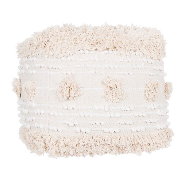 Ivory Shaggy Pouf Kirklands