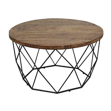 Wire basket coffee table deals with wood top