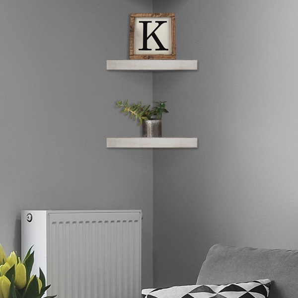 white corner shelf floating