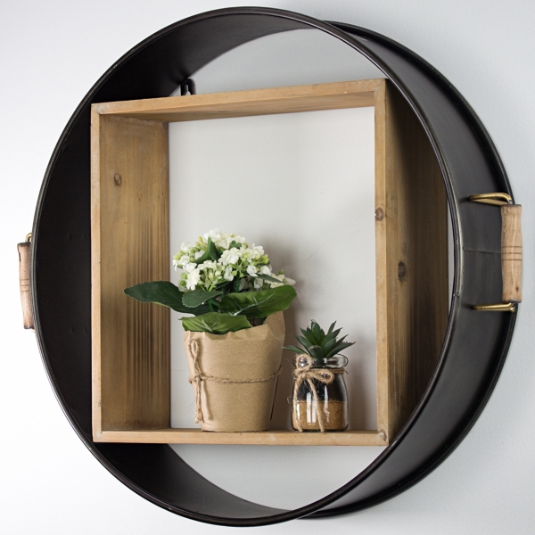 Metal and Wooden Box Shelf Kirklands Home