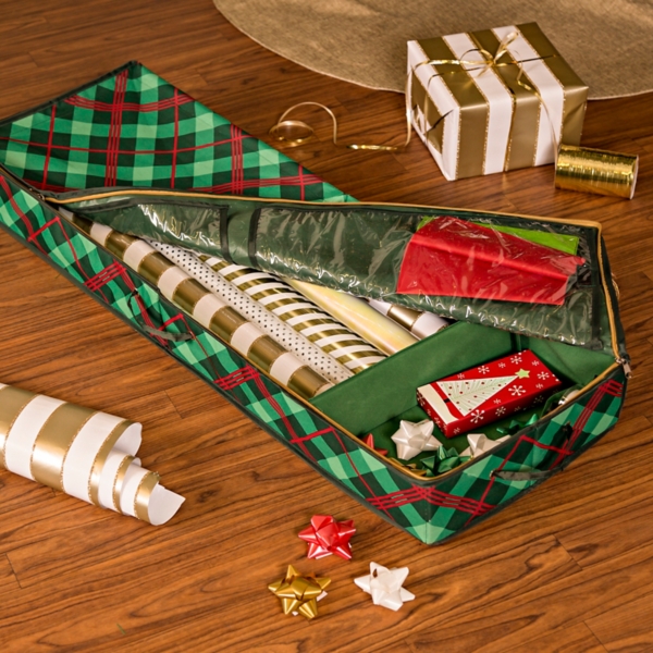 Timberlake Wrapping Paper Storage Organizer in Red and Green