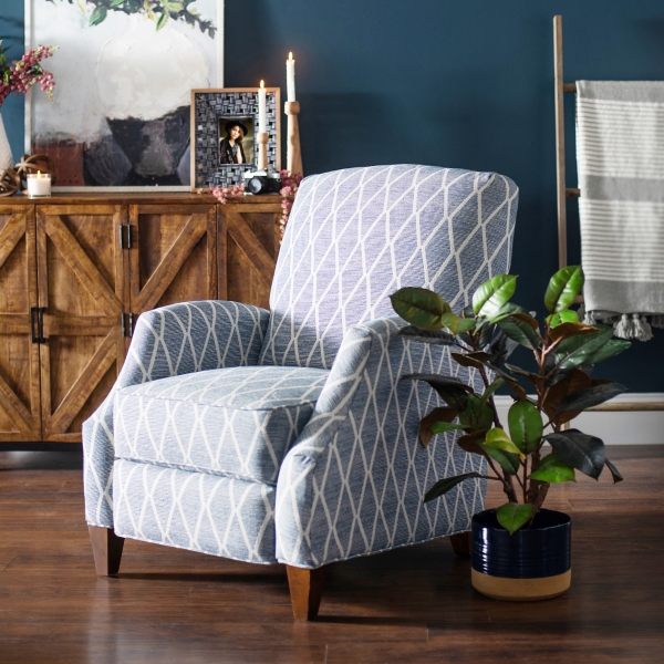 Blue Geometric Push Back Recliner Kirklands Home