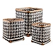 Black and White Square Bamboo Baskets, Set of 3