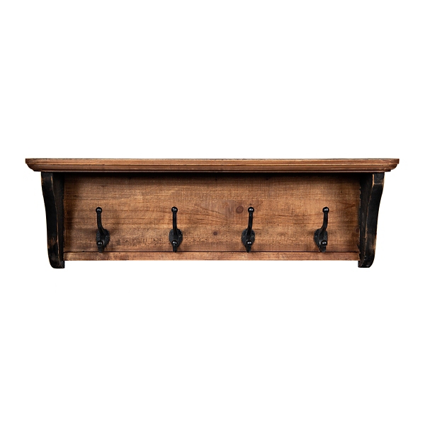 Wooden Metal Wall Shelf with Hooks – FORPOST TRADE INC.