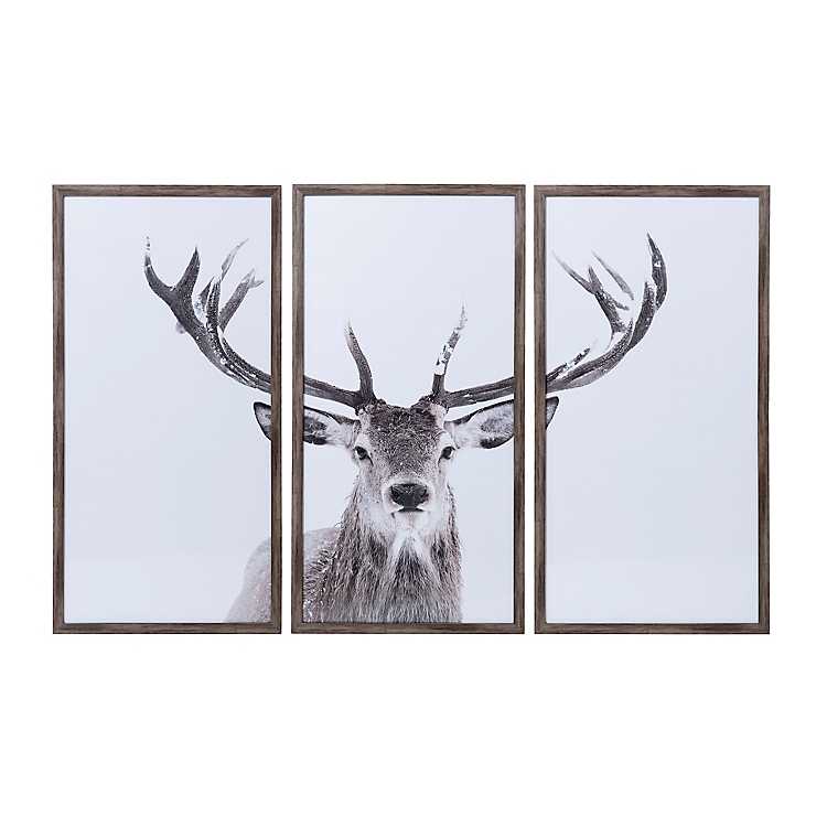 Home Décor Items Antler Brown Stags Antler Green Square Animal Canvas Wall  Art Modern Picture Prints 