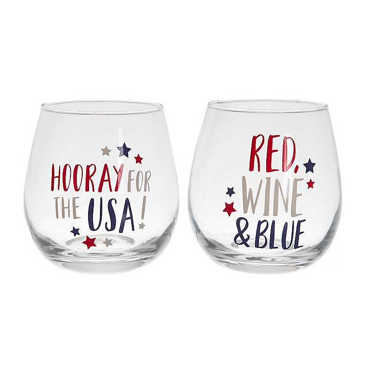 Glass Keep Calm And Proud For 4th of July Wine Glasses Funny Stemless Personalised Independence Day Wine Glass Mug Cup 15 oz Laser engraving for Wedding Anniversary Christmas Birthday Party Gift