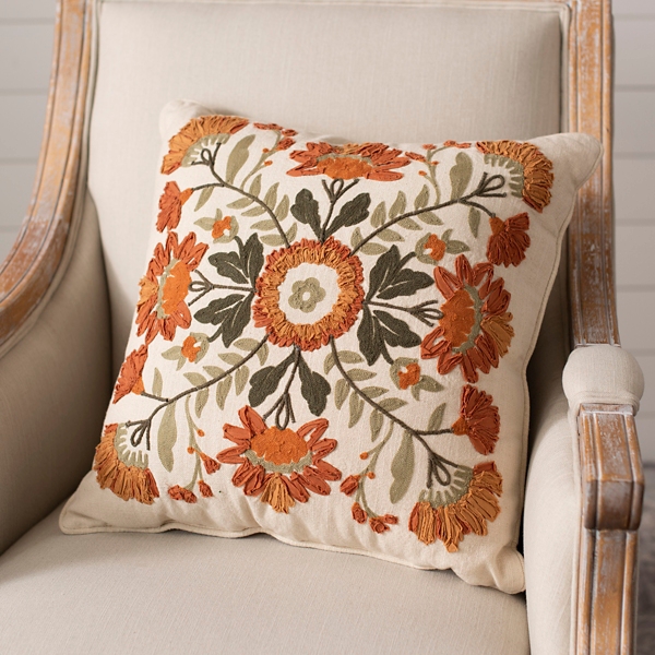 Embroidered hotsell flower pillow