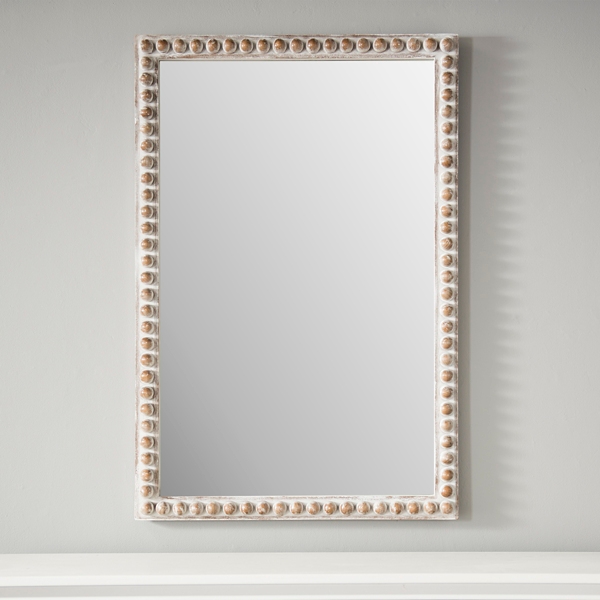 wood beaded mirror