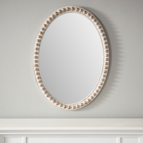 wood beaded mirror