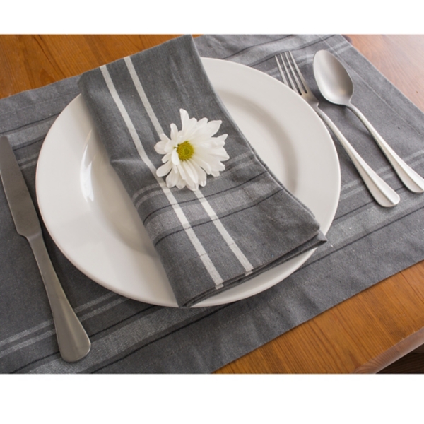 Gray Chambray French Stripe Napkins, Set of 6