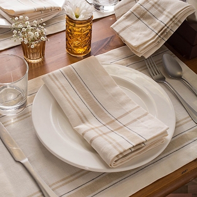 Linen Napkins- Set of 4- Navy Pinstripe