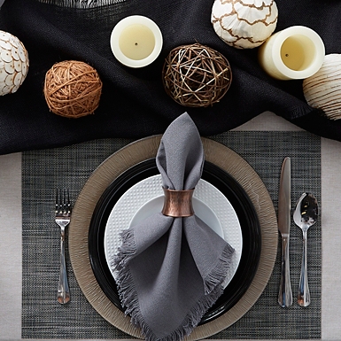 Black Faux Leather Round Placemat