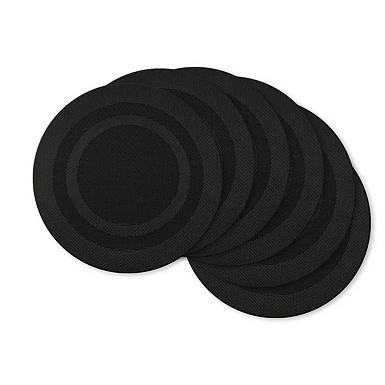 Black Faux Leather Round Placemat