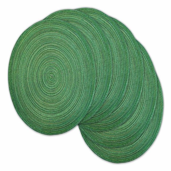 Green Variegated Round Placemats, Set of 6