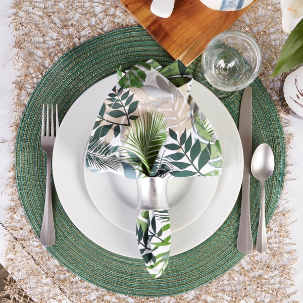 Green Variegated Round Placemats, Set of 6