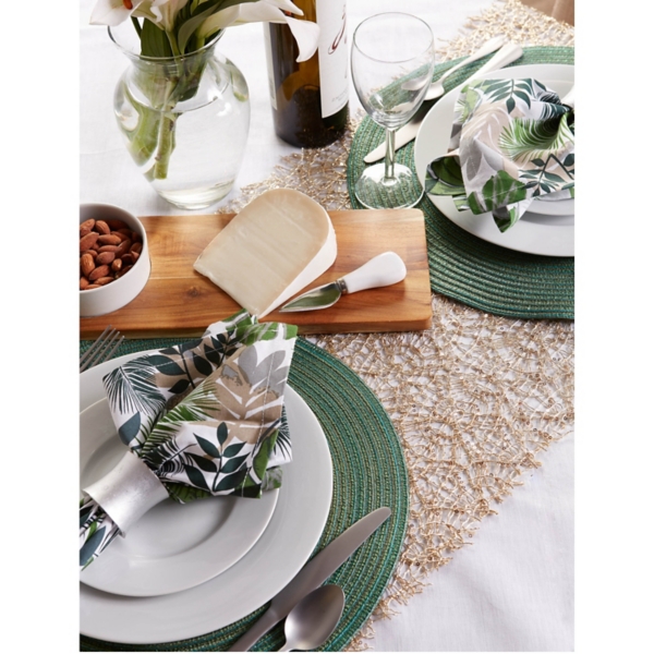 Green Variegated Round Placemats, Set of 6