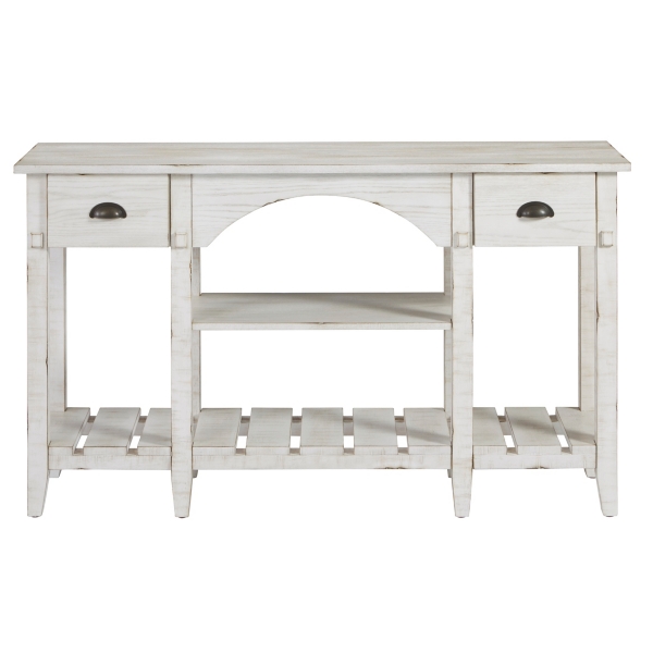 white wood sofa table