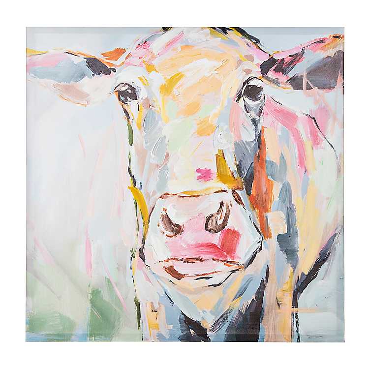 Colorful Cow Canvas Art Print Kirklands - Colorful Cow Painting Watercolor