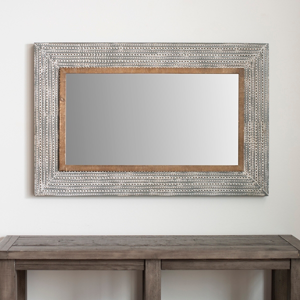 white framed mirror