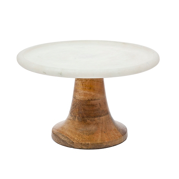 Marble Cake Stand with Wooden Base Kirklands Home