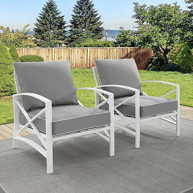 Gray And White Dayton Outdoor Chairs, White Patio Chair Set