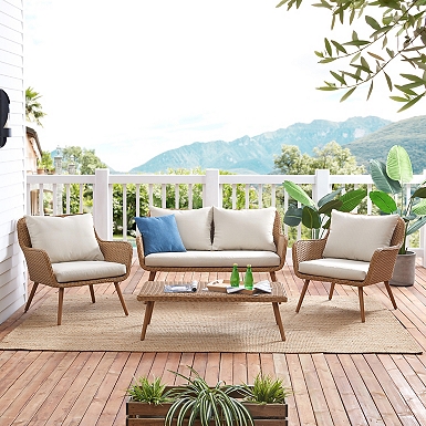 Tan Open Weave Coastal 3 pc. Outdoor Bistro Set Kirklands Home