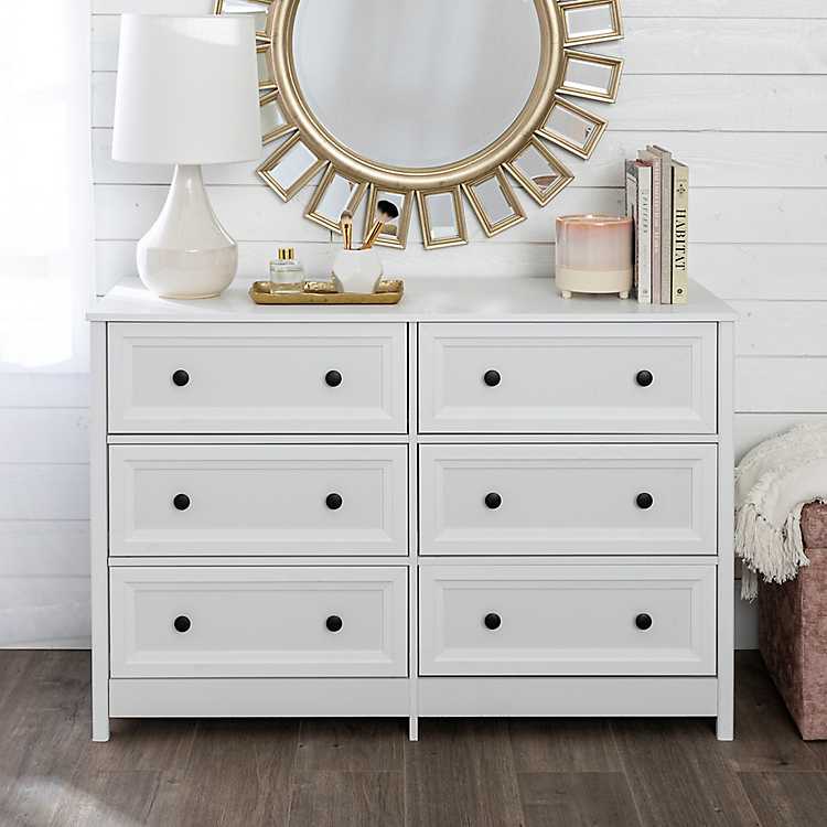 White Classic Groove 6 Drawer Dresser, Grey And White Dresser Ideas