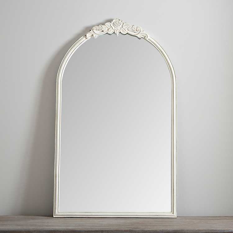 White Ornate Antique Catherine Mirror, White Vintage Mirror