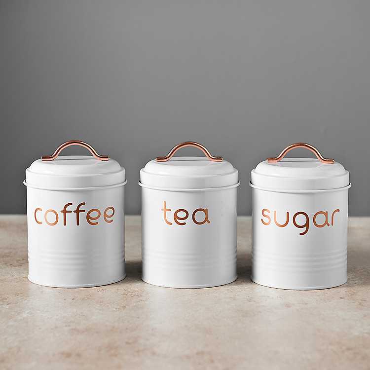 Coffee Sugar Tea Metallic ROSE GOLD Vinyl Decal Stickers Containers Jars 3