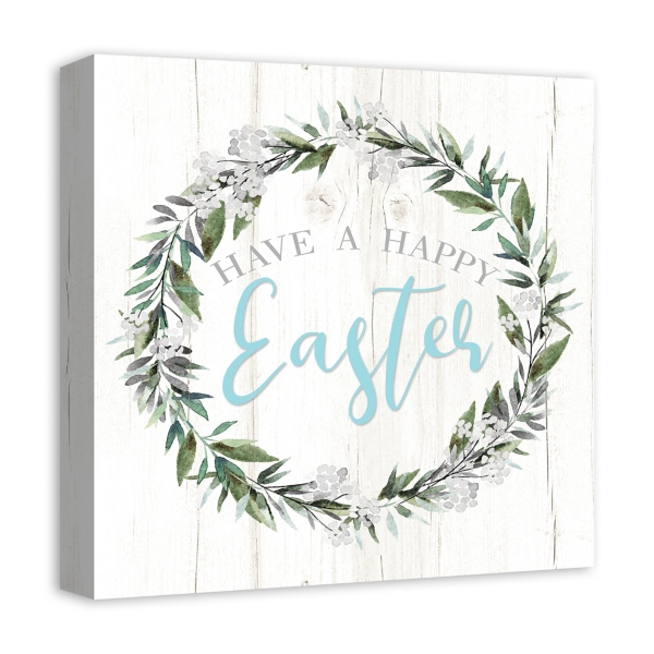 Happy Easter Wreath Canvas Art Print