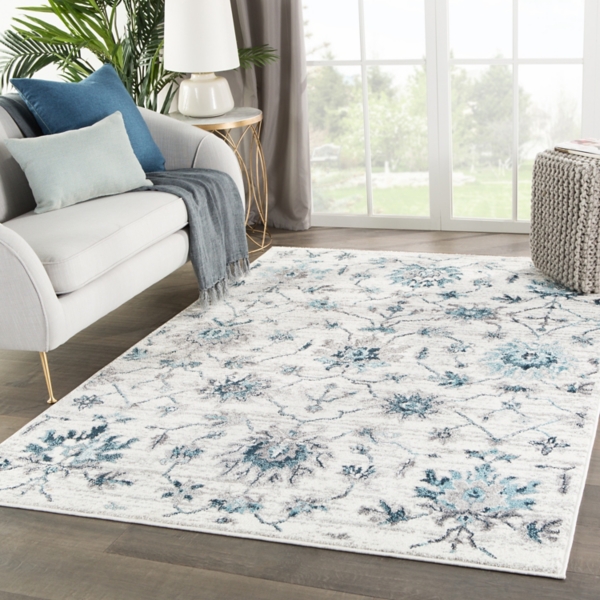 White And Teal Alizeh Area Rug 5x8 Kirklands