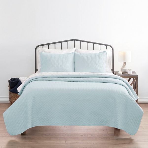 Pale Blue Herring 3-pc. King Quilted Coverlet Set