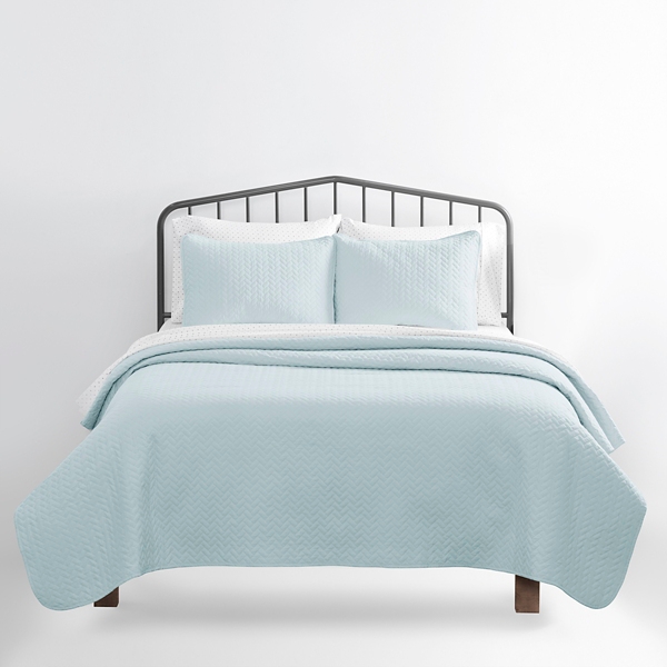 Pale Blue Herring 3-pc. Twin Quilted Coverlet Set