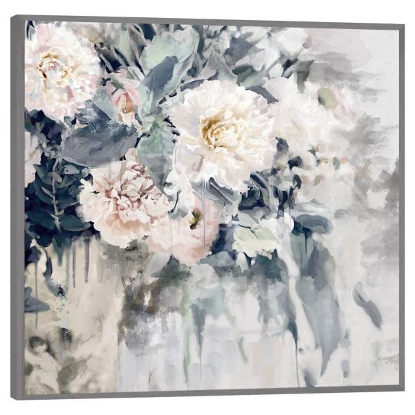 White Peony Framed Canvas Art Print