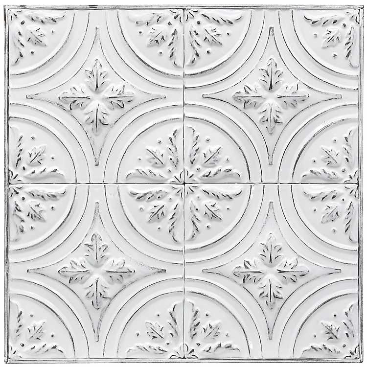 White Vintage Metal Ceiling Tile Wall, White Ceiling Tile