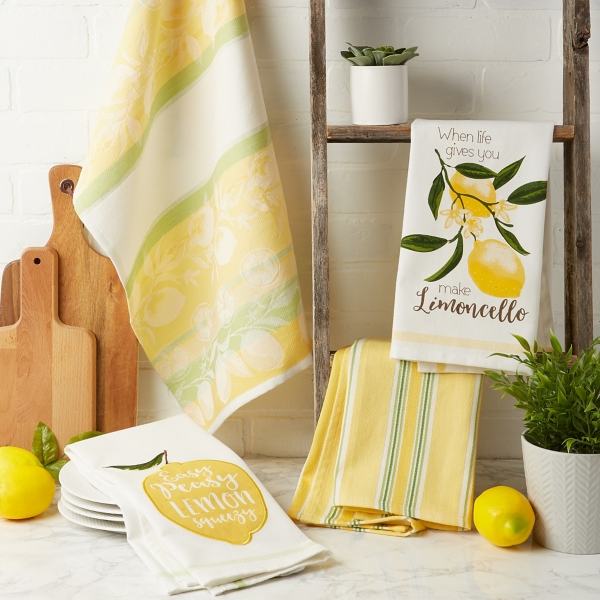 Lemon Bliss Printed Kitchen Towels, Set of 4