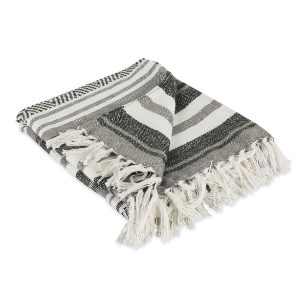 Black Farmhouse Stripe Throw